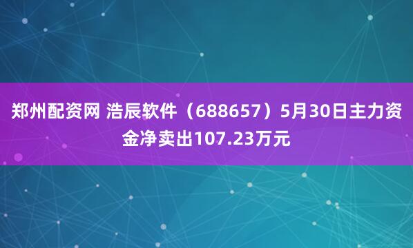 郑州配资网 浩辰软件（688657）5月30日主力资金净卖出107.23万元