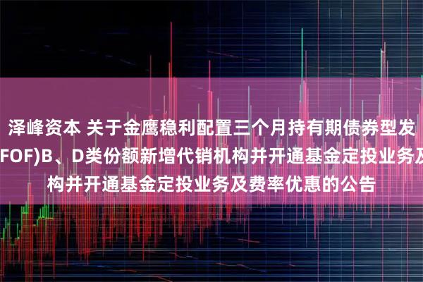 泽峰资本 关于金鹰稳利配置三个月持有期债券型发起式基金中基金(FOF)B、D类份额新增代销机构并开通基金定投业务及费率优惠的公告