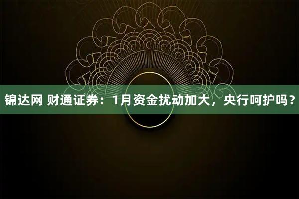 锦达网 财通证券:1月资金扰动加大,央行呵护吗?